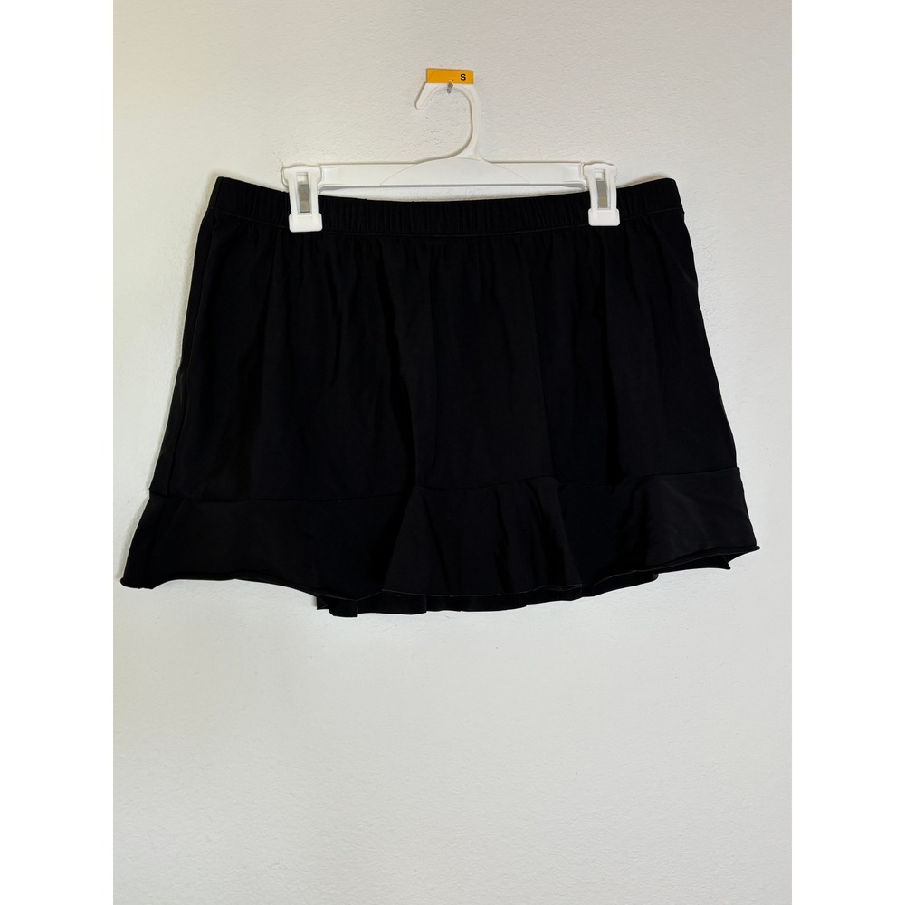 Aqua Green Black Ruffle Hem Swim Skirt with Built-in Brief 670131ARW Size XL